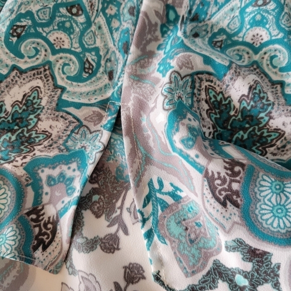 Diane Gilman DG2 Paisley Print Tunic Blouse Plus Size 1X Blue - Picture 7 of 10